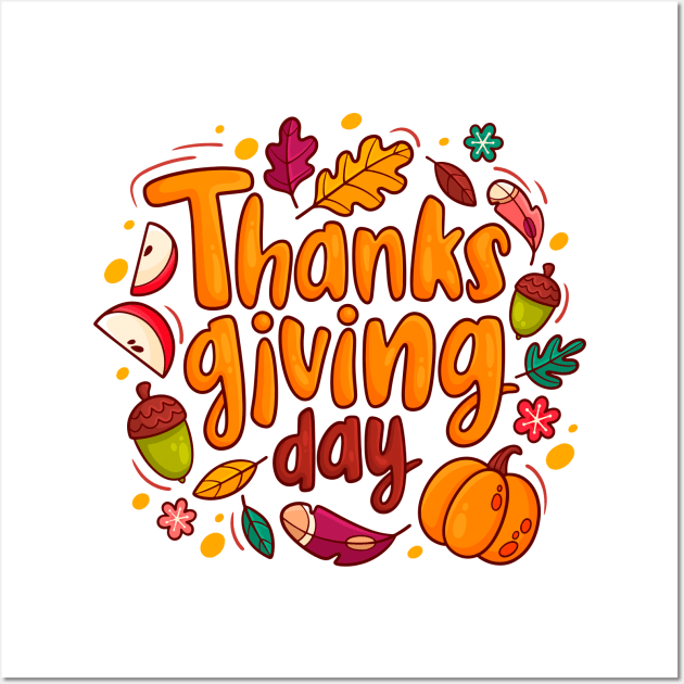 Thanks Giving Illustration Wall Art by Mako Design 